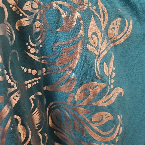 Discreet Teal 3/4 Sleeve Embellished Blouse - Picture 4 of 5